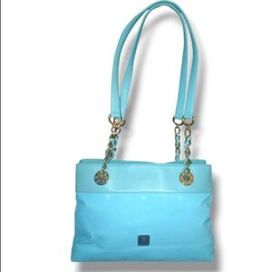 RARE VINTAGE Pre-loved MCM Aqua Blue Chain Shoulder Bag